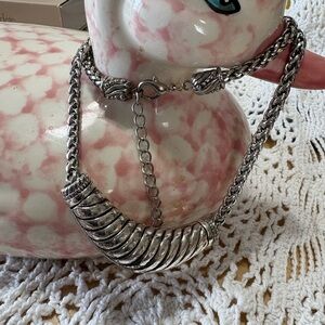 N214 Elegant Silver Tone Choker